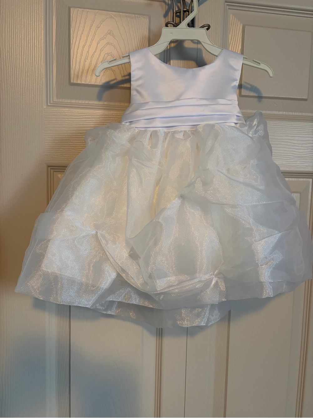 White Satin & Organza Baby Dress Size 12 months